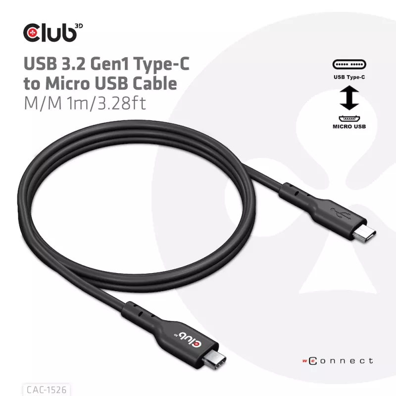 Cavo CLUB3D USB 3.2 Gen1 Type-C a Micro-USB M/M 1 m / 3,28 ft