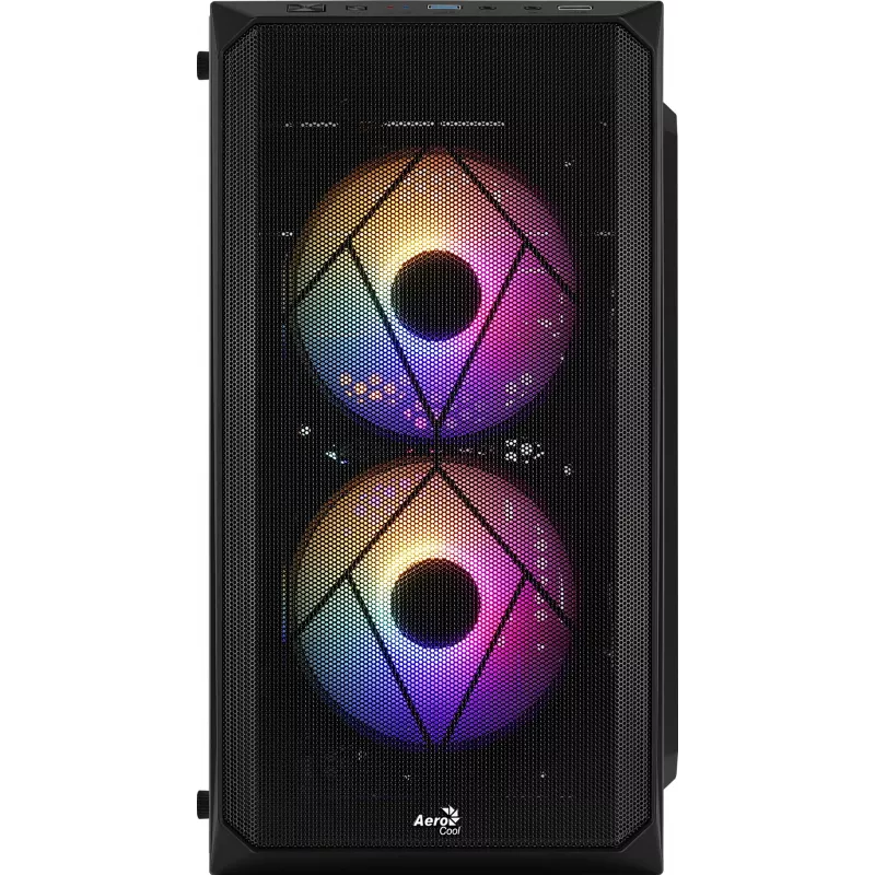 Case PC AEROCOOL CS107V2 Mini Tower — nero, microATX/Mini-ITX, 2 ventole 120mm, 1 alloggiamento 3,5 pollici + 2 alloggiamenti 2,5 pollici