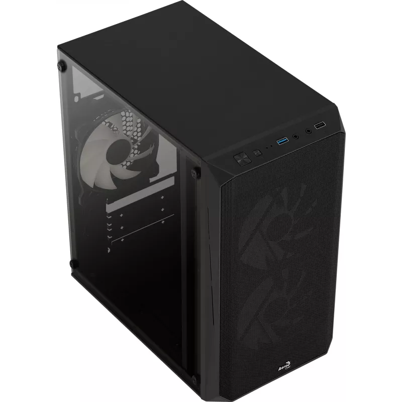 Case PC AEROCOOL CS107V2 Mini Tower — nero, microATX/Mini-ITX, 2 ventole 120mm, 1 alloggiamento 3,5 pollici + 2 alloggiamenti 2,5 pollici