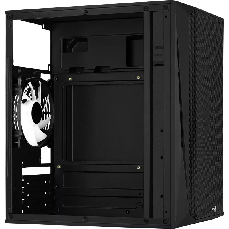 Case PC AEROCOOL CS107V2 Mini Tower — nero, microATX/Mini-ITX, 2 ventole 120mm, 1 alloggiamento 3,5 pollici + 2 alloggiamenti 2,5 pollici