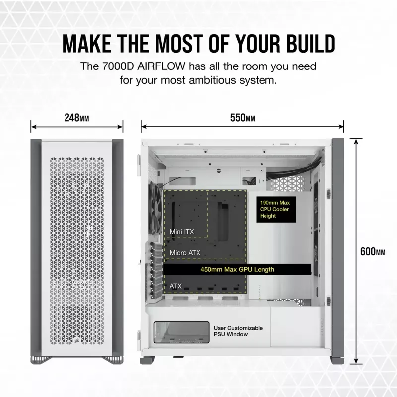 Case PC Corsair 7000D AIRFLOW Full Tower bianco