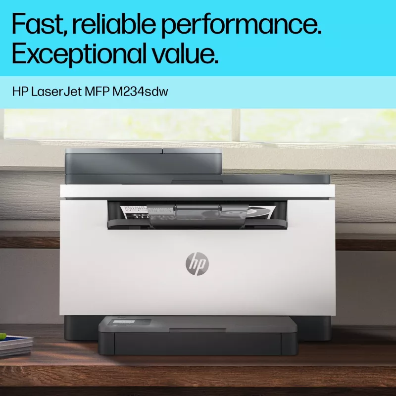 Stampante laser multifunzione HP LaserJet MFP M234sdw — mono A4, 29 ppm, duplex, Wi‑Fi, Ethernet