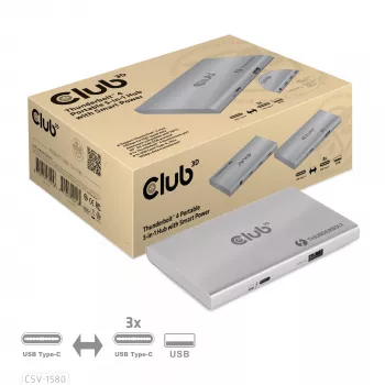 CLUB3D hub portatile 5-in-1 Thunderbolt™4 certificato con Smart Power