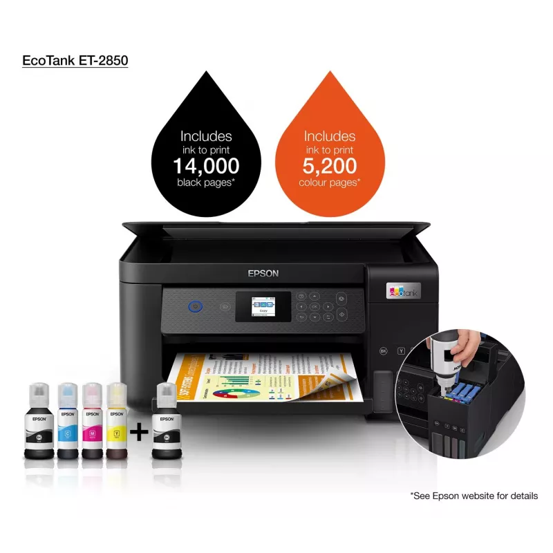 Epson EcoTank ET-2850 stampante a serbatoio d'inchiostro A4 multifunzione Wi-Fi