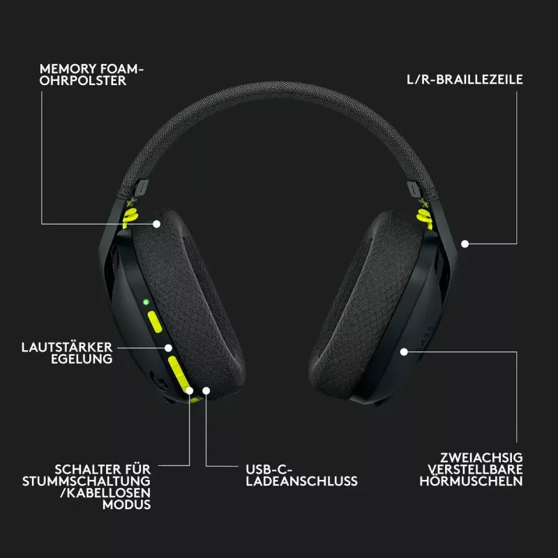 LOGITECH G435 Lightspeed cuffie gaming wireless - nero
