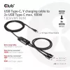 CLUB3D cavo di ricarica a Y USB Type-C a 2x USB Type-C, max. 100W, 1,83m/6ft M/M