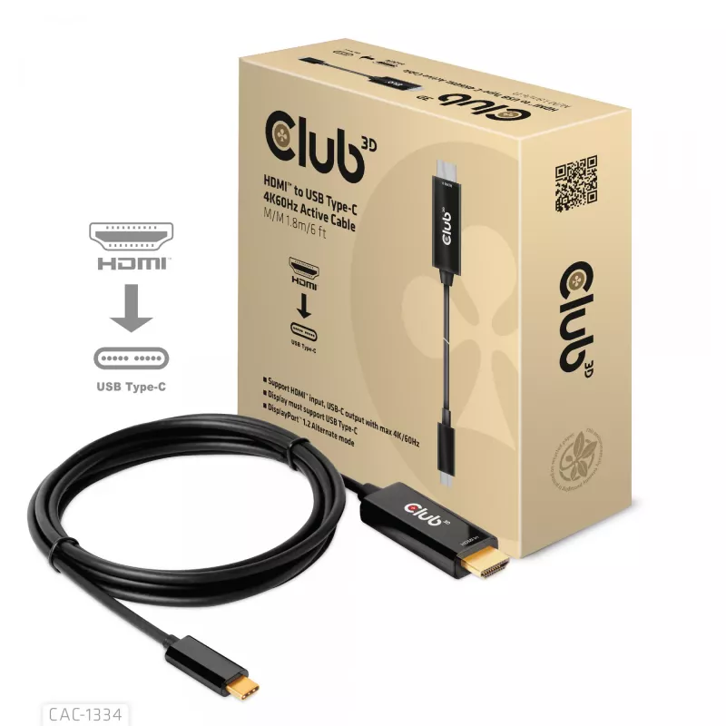 Cavo attivo CLUB3D HDMI a USB Type-C 4K60Hz M/M 1,8 m/6 ft