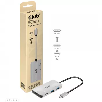 Hub di ricarica CLUB3D USB Gen2 Type-C PD con 2x porte Type-C 10G e 2x porte USB Type-A 10G