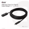 Club 3D CAC-1536 cavo di prolunga USB 3.2 Gen2 da Type-C a Type-A, 10 Gbps, maschio/femmina, 5 m, nero