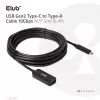 Club 3D CAC-1536 cavo di prolunga USB 3.2 Gen2 da Type-C a Type-A, 10 Gbps, maschio/femmina, 5 m, nero