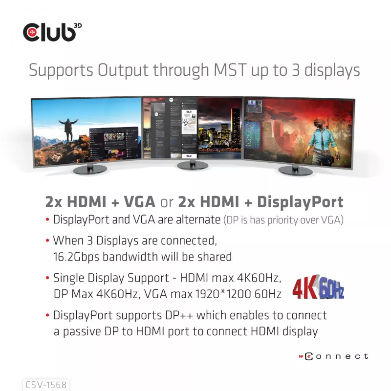 Docking station CLUB3D CSV-1568 case in metallo USB Gen2 Type-C USB Gen2 Type-A HDMI DP VGA RJ45 120W