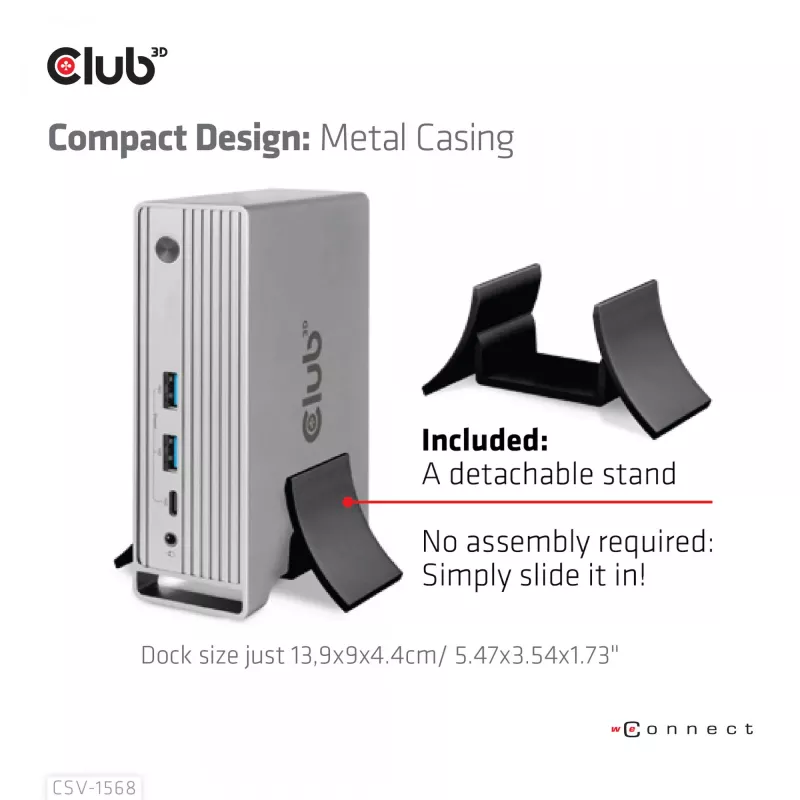 Docking station CLUB3D CSV-1568 case in metallo USB Gen2 Type-C USB Gen2 Type-A HDMI DP VGA RJ45 120W