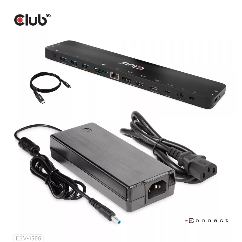CLUB3D USB Gen1 Type-C Triple Display DP Alt Mode Displaylink Dynamic PD Charging Dock con alimentatore da 120 Watt