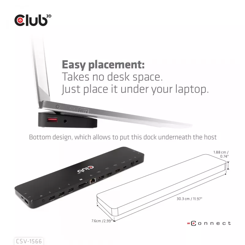 CLUB3D USB Gen1 Type-C Triple Display DP Alt Mode Displaylink Dynamic PD Charging Dock con alimentatore da 120 Watt