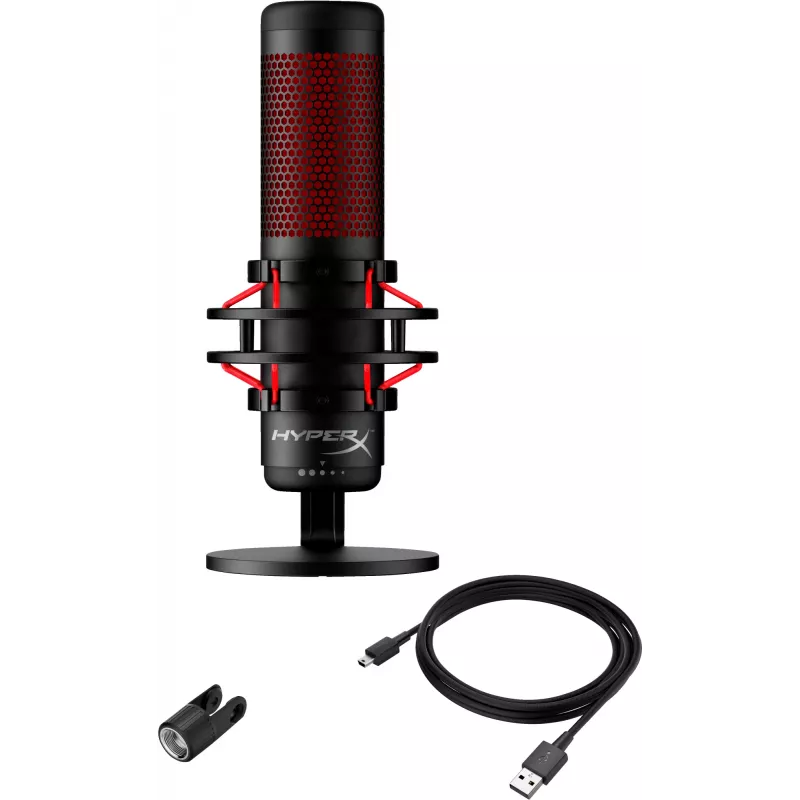 HyperX QuadCast - microfono USB (nero-rosso) - illuminazione rossa