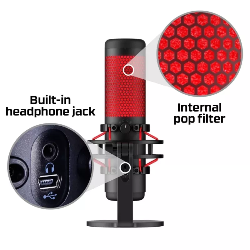 HyperX QuadCast - microfono USB (nero-rosso) - illuminazione rossa