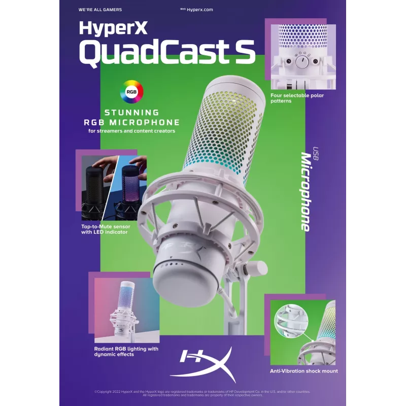 HyperX QuadCast S - microfono USB (nero-grigio) - illuminazione RGB