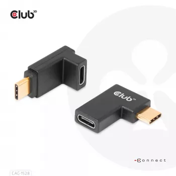 Set di adattatori USB Type-C Gen2 ad angolo, 2 pezzi CLUB3D CAC-1528 — USB-C a USB-C, supporta 4K@120Hz
