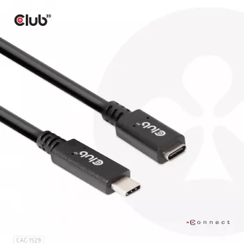 Cavo prolunga CLUB3D USB Gen1 Type-C 5 Gbit/s 60 W (20 V/3 A) 4K60Hz M/F 2 m/6,56 ft