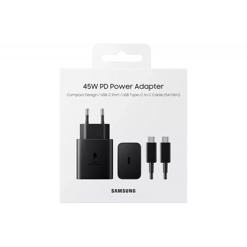 Caricabatterie universale da interno Samsung EP-T4510 con ricarica rapida 45W USB-C PD 3.0 nero