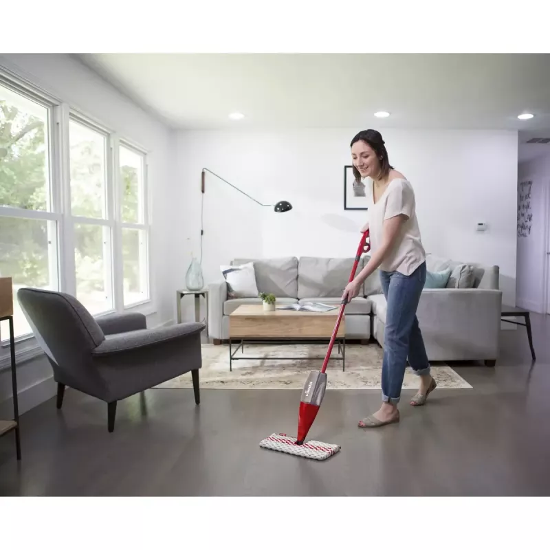 Lavapavimenti VILEDA Spray Max microfibra asciutto e bagnato — testa in plastica, serbatoio 0,6 l, antibatterico, bianco/rosso