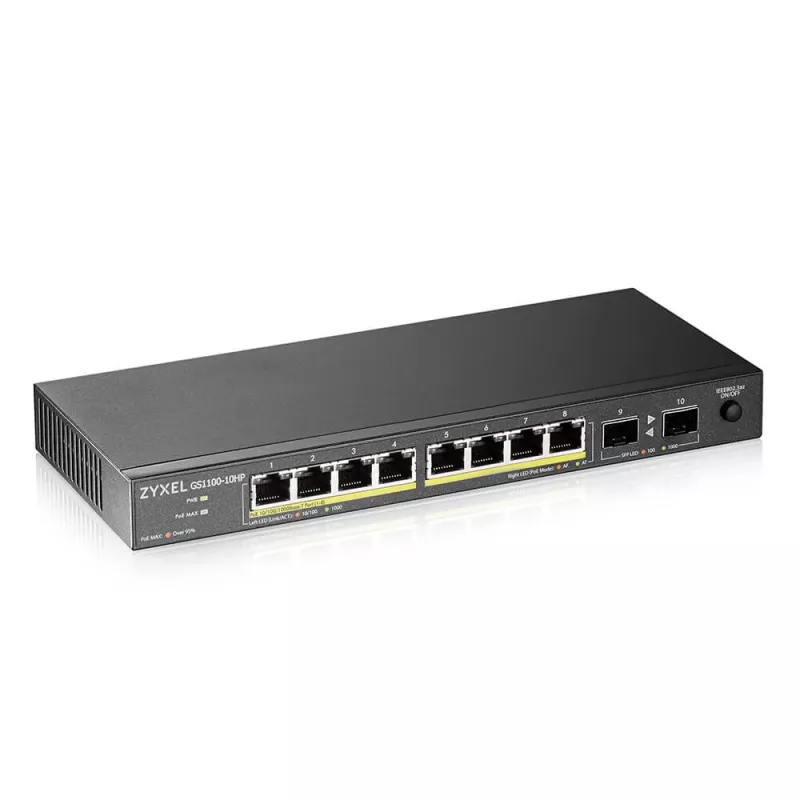 Switch Zyxel GS1100-10HP v2 unmanaged Gigabit Ethernet (10/100/1000) Power over Ethernet (PoE) nero