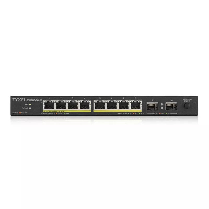 Switch Zyxel GS1100-10HP v2 unmanaged Gigabit Ethernet (10/100/1000) Power over Ethernet (PoE) nero