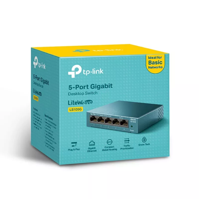Switch di rete desktop TP-Link 5 porte 10/100/1000Mbps