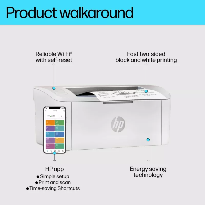 Stampante HP LaserJet M110w, laser, 600 x 600 DPI, A4, 20 ppm, con rete, bianco