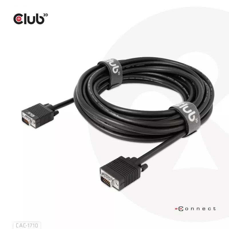 Club 3D CAC-1710 cavo VGA HD-15 maschio/maschio, bidirezionale, 10 m, 1080p, nero