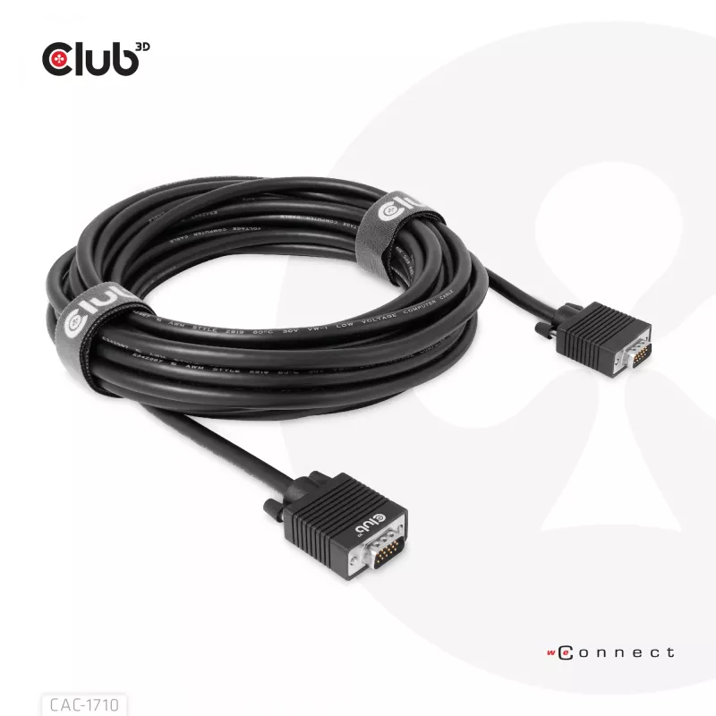 Club 3D CAC-1710 cavo VGA HD-15 maschio/maschio, bidirezionale, 10 m, 1080p, nero