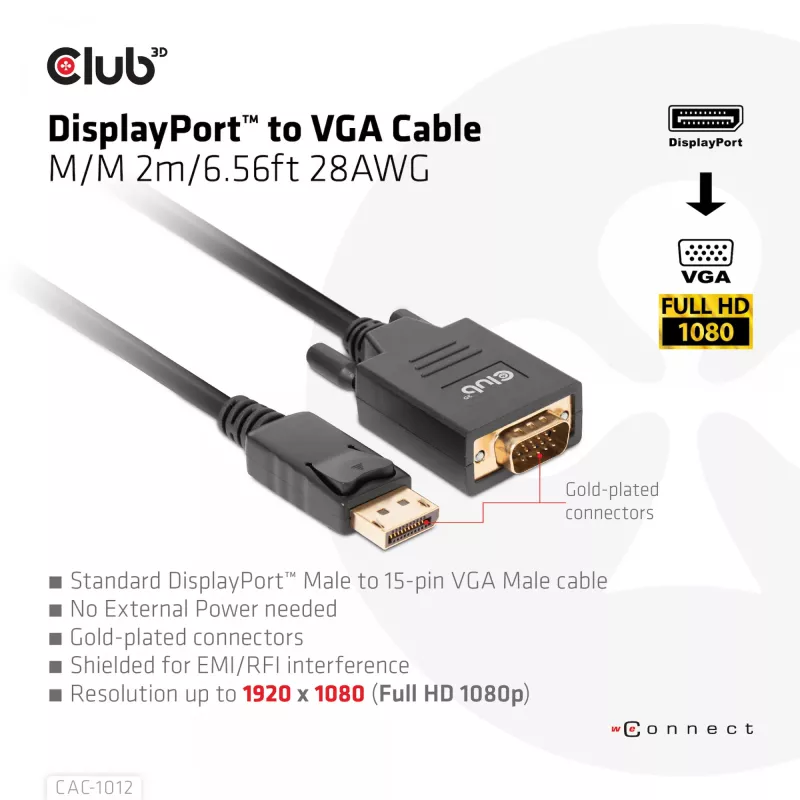 Cavo DisplayPort a VGA M/M CLUB3D CAC-1012 2m