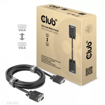 Cavo VGA, bidirezionale, M/M, 3 m, 28AWG, CLUB3D CAC-1703