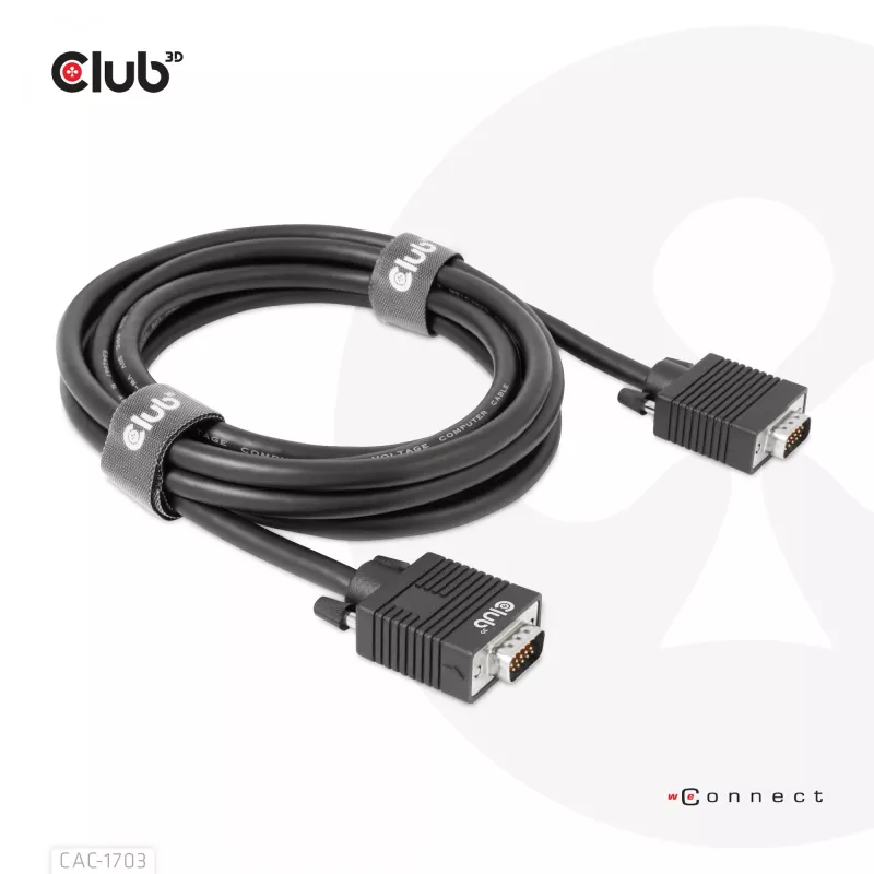 Cavo VGA, bidirezionale, M/M, 3 m, 28AWG, CLUB3D CAC-1703