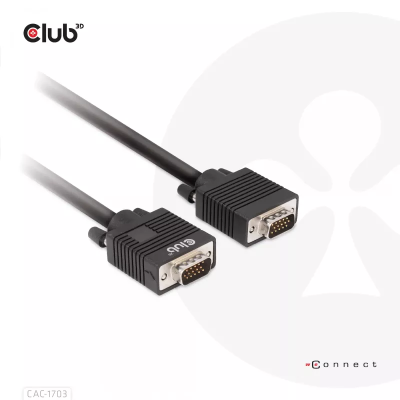 Cavo VGA, bidirezionale, M/M, 3 m, 28AWG, CLUB3D CAC-1703