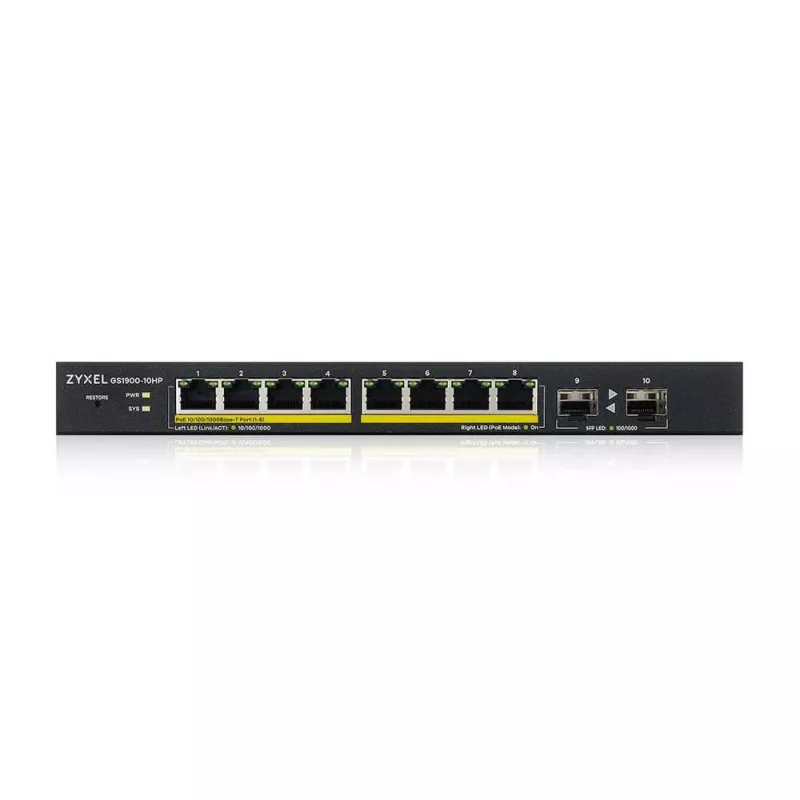 Zyxel GS1900-10HP Managed L2 Gigabit Ethernet (10/100/1000) Power over Ethernet (PoE) nero