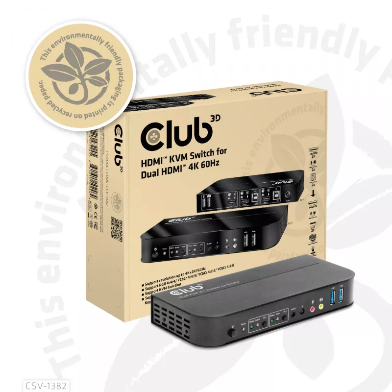 Switch KVM CLUB3D CSV-1382 Dual HDMI 4K 60Hz USB