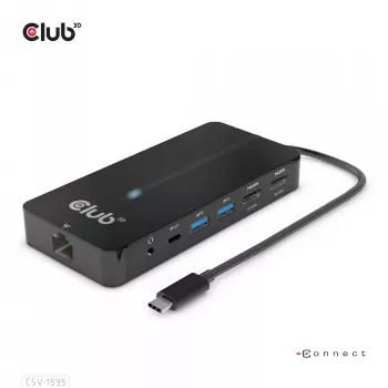CLUB3D hub Type-C 7-in-1 con 2x HDMI, 2x USB Gen1 Type-A, 1x RJ45, 1x audio 3,5 mm, 1x connettore femmina USB Gen1 Type-C 100W