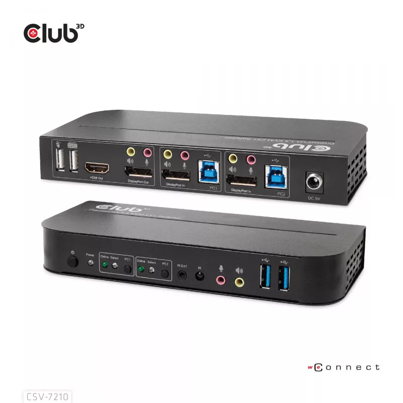 CLUB3D KVM Switch DisplayPort/HDMI per Dual DisplayPort 4K 60Hz