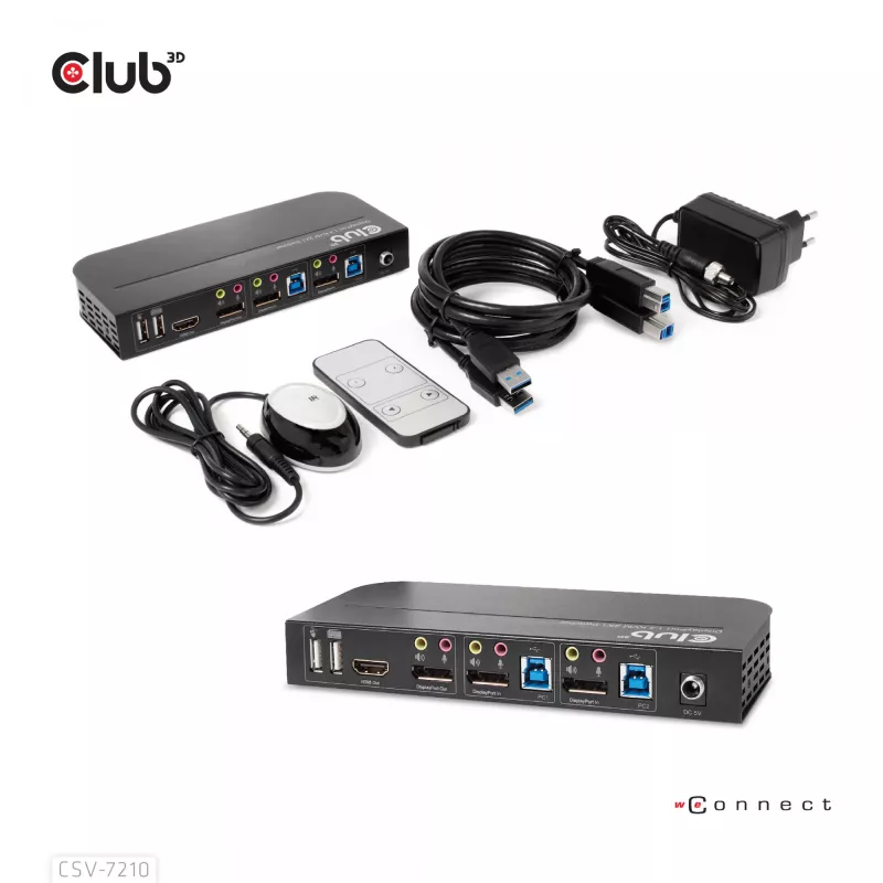 CLUB3D KVM Switch DisplayPort/HDMI per Dual DisplayPort 4K 60Hz