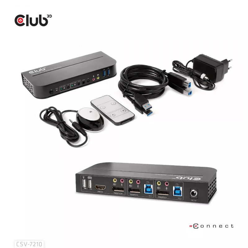 CLUB3D KVM Switch DisplayPort/HDMI per Dual DisplayPort 4K 60Hz