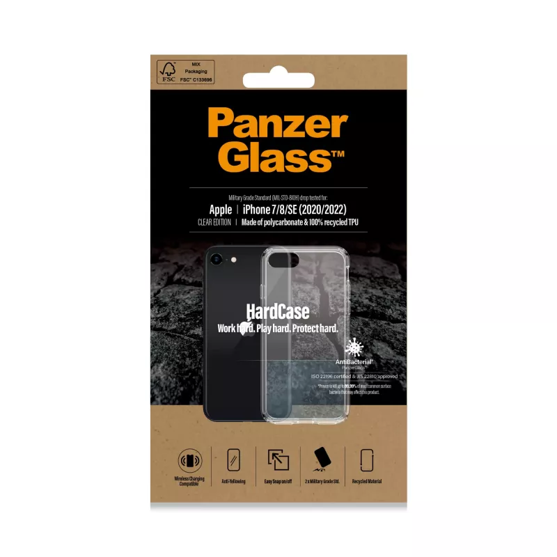 PanzerGlass ® HardCase iPhone SE (2020/2022) | 7 | 8, cover, Apple, Apple - iPhone SE 2022, Apple - iPhone SE 2020, trasparente