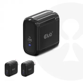 CLUB3D caricabatterie da viaggio 65W tecnologia GAN, porta singola USB Type-C, supporto Power Delivery (PD) 3.0