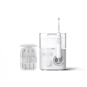 Idropulsore Philips Power Flosser 7000 HX3911/40, a batteria, bianco, caricabatterie AC universale