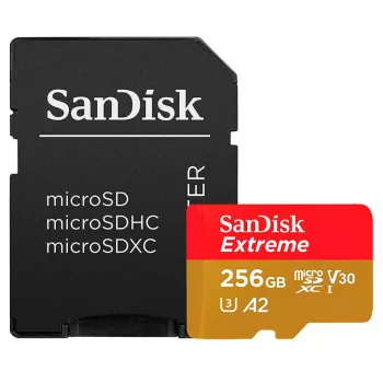 WESTERN DIGITAL Extreme PLUS Micro SDXC 256GB+adattatore SD 200MB/s 140MB/s A2 C10 V30 UHS-I U3