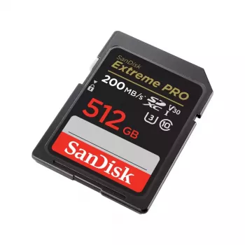 Scheda di memoria SDXC SANDISK Extreme PRO 512 GB — Class 10, U3, V30, lettura 200 MB/s, scrittura 140 MB/s, impermeabile