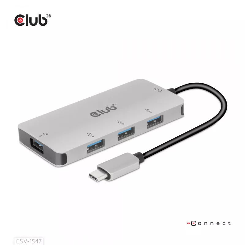CLUB3D hub USB-A 4 porte per USB-C – trasferimento veloce 10 Gbps