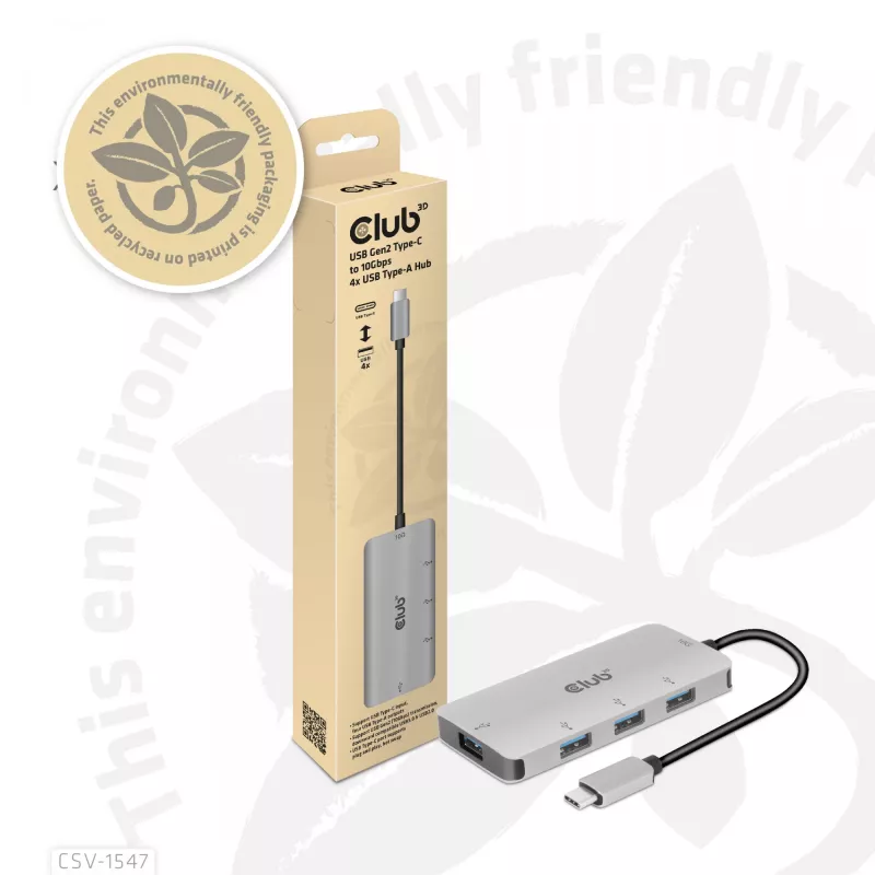 CLUB3D hub USB-A 4 porte per USB-C – trasferimento veloce 10 Gbps