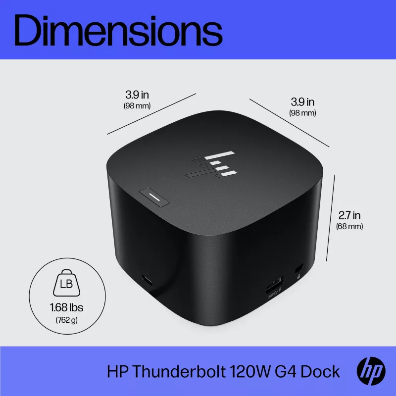 HP Thunderbolt Dock 120W G4, cablato, Thunderbolt 4, nero, Kensington, Cina, Thailandia, Taiwan, business