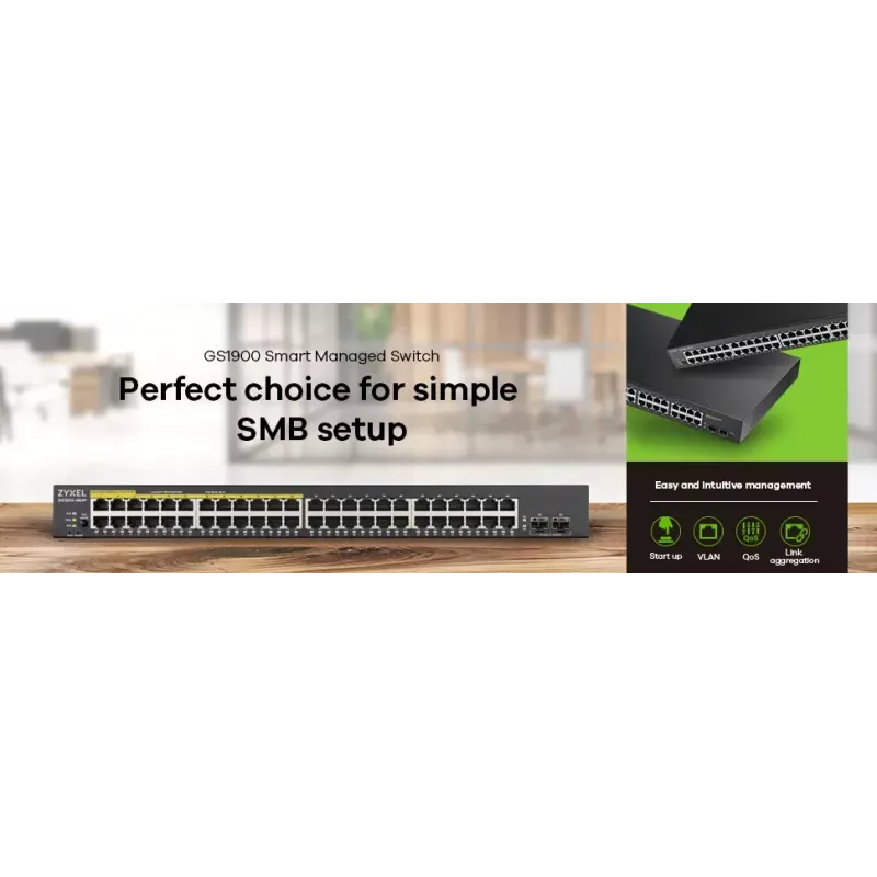 Zyxel GS1900-48-EU0102F Switch di rete L2 Gigabit Ethernet (10/100/1000) nero